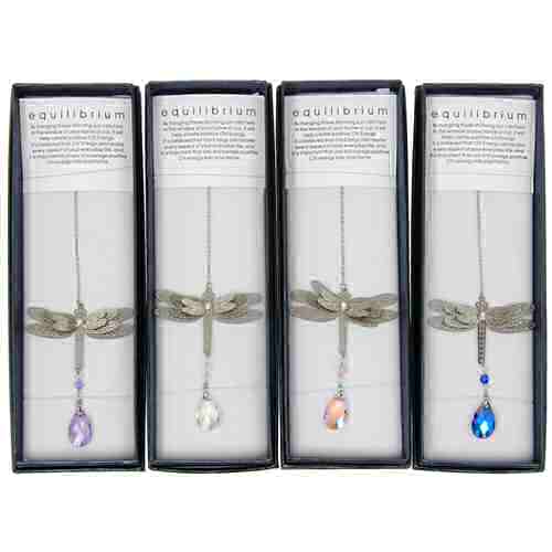 equilibrium Suncatcher 3D Dragonfly Clear Pink Teardrop Crystal