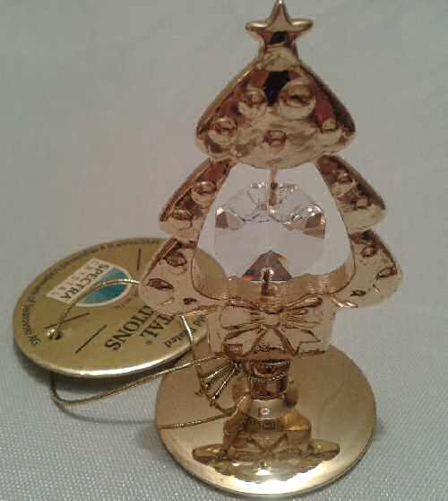 24K Gold Plated Mini Christmas Tree with Star and Diamante Baubles