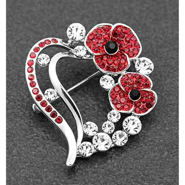 equilibrium Red Poppy Heart Brooch Pin