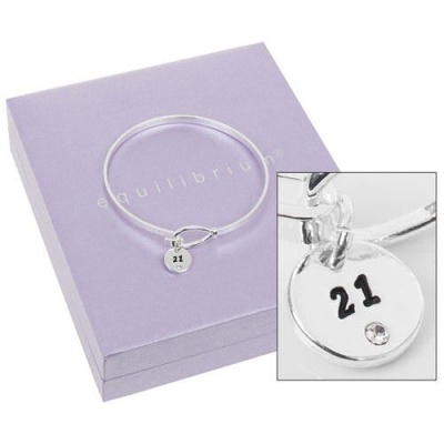 21st Birthday Silver Plated Bangle by Equilibrium