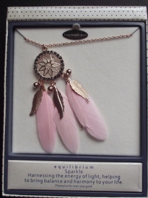 equilibrium Dreamcatcher Necklace Pink Feathers