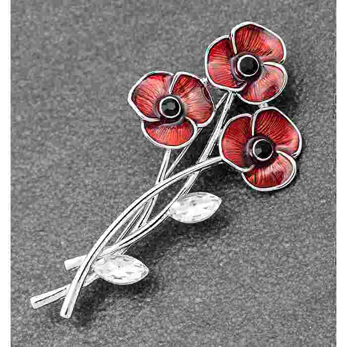 equilibrium Red Poppy Posy Brooch Lapel-Pin