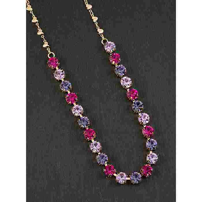 equilibrium Glamour Collection Necklace Single Row Purple Pink Sparkle
