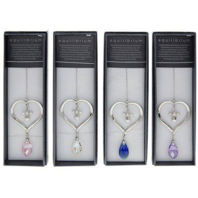 equilibrium Suncatcher  Angel in Heart Crystal Blue Clear Pink Purple