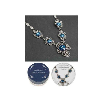 equilibrium Vintage Collection Sapphire Blue Flowers Necklace