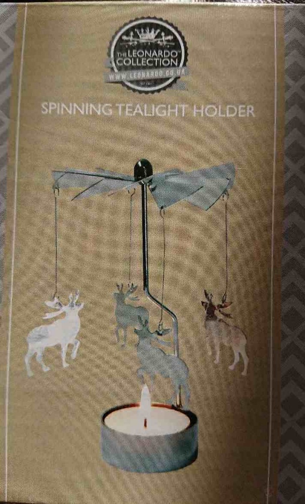 Rustic Spinning Carousel Tea Light Holder Silver Christmas Tree or Reindeer