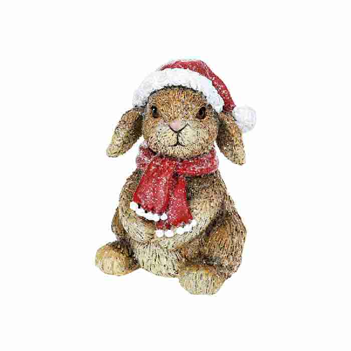 Woodland Christmas Decoration Ornament Bunny Santa Hat