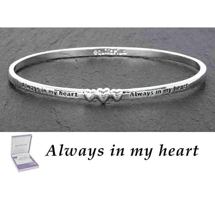 equilibrium Bangle 3 Hearts ''Always in My Heart'' Silver Plated
