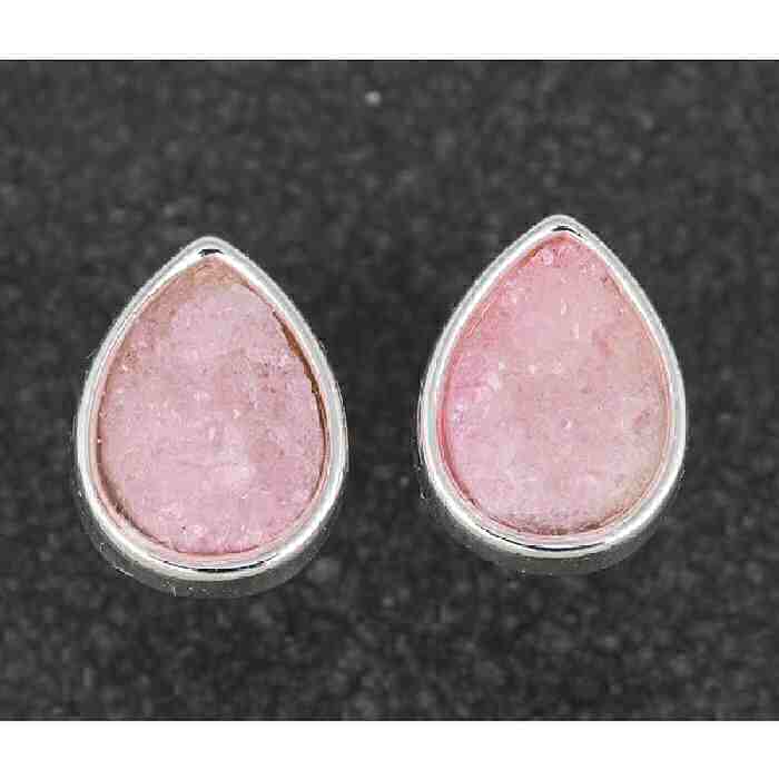 equilibrium Druzy Earrings Teardrop Pink
