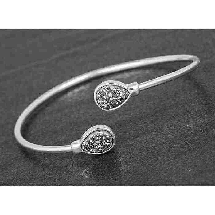 equilibrium Druzy Kissing Bangle Teardrop Silver