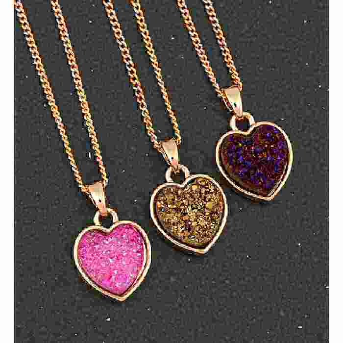 equilibrium Druzy Crystal Necklace Heart