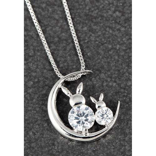 Bunny on Moon CZ Necklace Equilibrium Country Collection