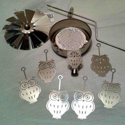 Spinning Carousel Tea Light Holder Silver Metal Owls